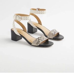 Chico's Elegant Black and Cream Snake Print Heels
